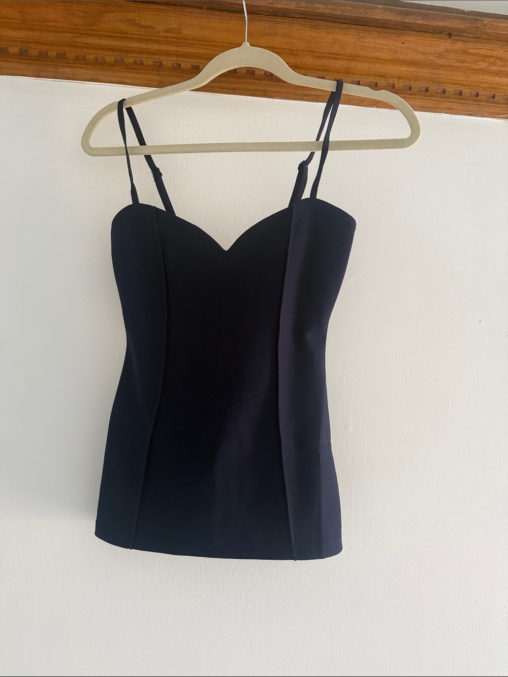 Zara Navy Strappy Black Sweetheart Neckline Tank Top